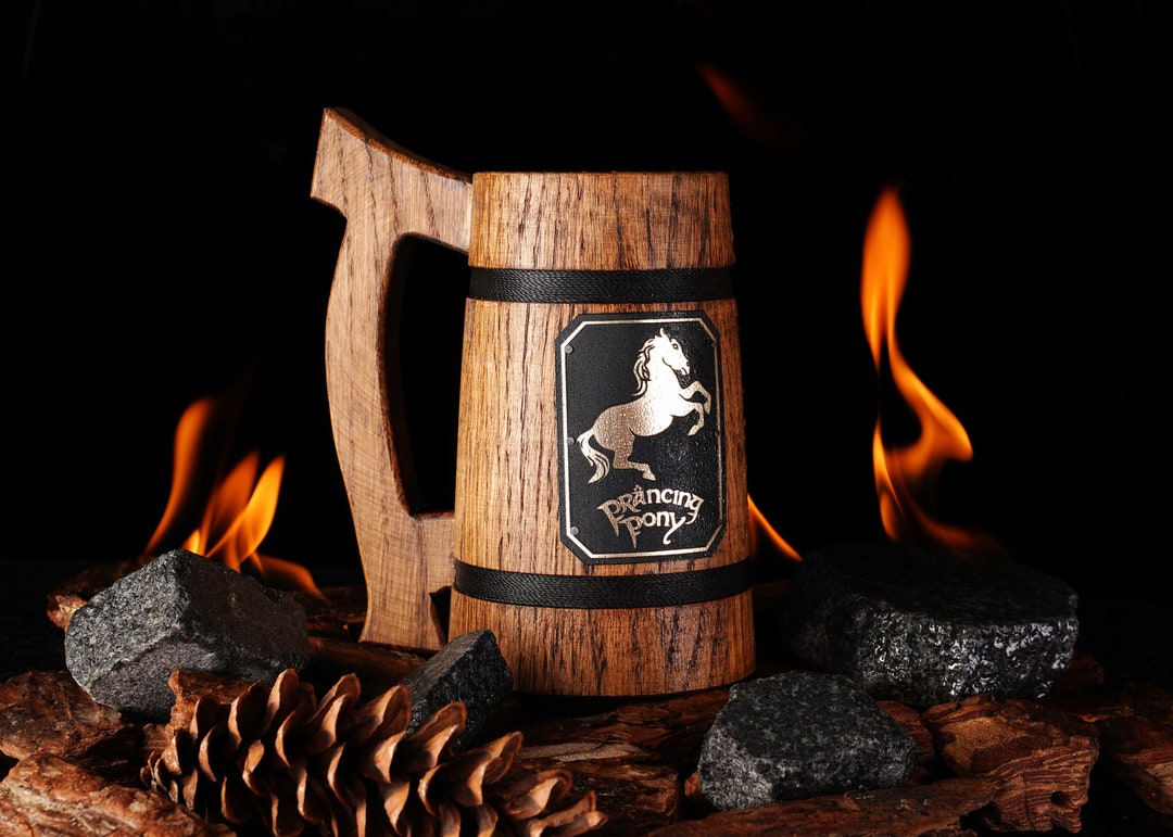 The Prancing Pony Mug, Wooden Beer Stein, Personalized Beer Mug, Hobbit