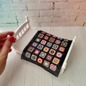 Miniature Crochet Blanket for Dollhouse | Handmade Micro Blanket