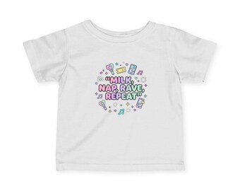 Baby Festival T-Shirt: Milk Nap Rave Repeat Outfit (6-24 Months)