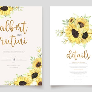 Watercolour sunflower Wedding Invite