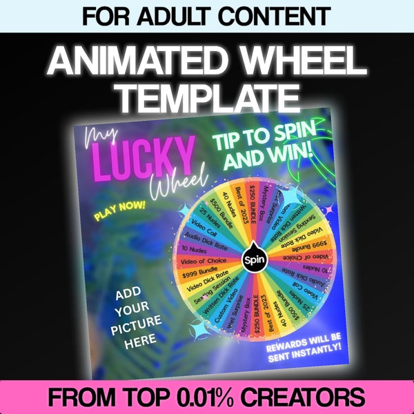 Animated Wheel Spin Game Template for OnlyFans used by the TOP 0.01% / Wheel Game / Wheel Template / Spin the Wheel for OnlyFans