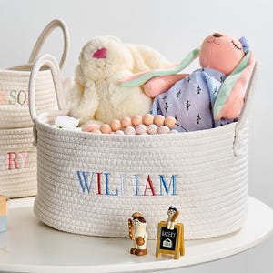 Personalisierter Babykorb, personalisierter Seil-Baumwollbaby-Geschenkkorb, Kindergeschenk, Osternest, Babypartygeschenk, Spielzeug-Organisator, Kindergarten