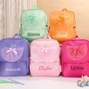 Sac à dos personnalisé de danse de ballet pour fille avec nom brodé, sac de gymnastique, joli sac à dos rose pour enfants avec robe tutu, cadeau d'anniversaire