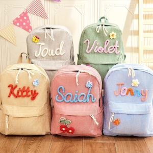 Sac à dos pour enfant avec prénom tissé à la main pour fille/garçon, sac à dos personnalisé pour tout-petit, cartable monogramme pour enfant, sac de danse, sac de rentrée