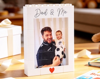 Bloc photo personnalisé pour briques de construction, bloc photo personnalisé papa et moi, cadeaux de puzzle de briques photo de couple, anniversaire, cadeau d'anniversaire