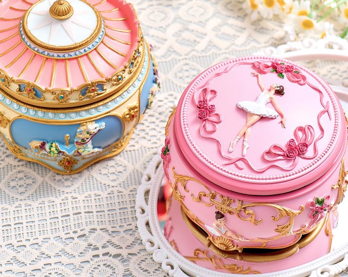 Personalized Musical Box with Carousel & Ballerina for Girl Boy, Custom Engraved Name Musical Box, Christmas Gifts, Keepsake Gifts, Birthday