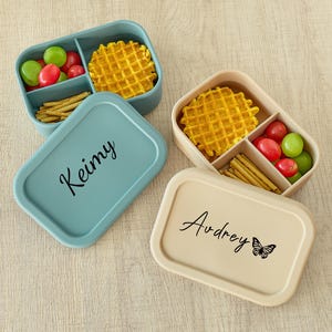 Aangepaste lunchbox voor kinderen met naam, terug naar school-cadeaus, voedselcontainer voor kinderen, BFA-vrij, bento-lunchbox voor jongens/meisjes, siliconen lunchbox