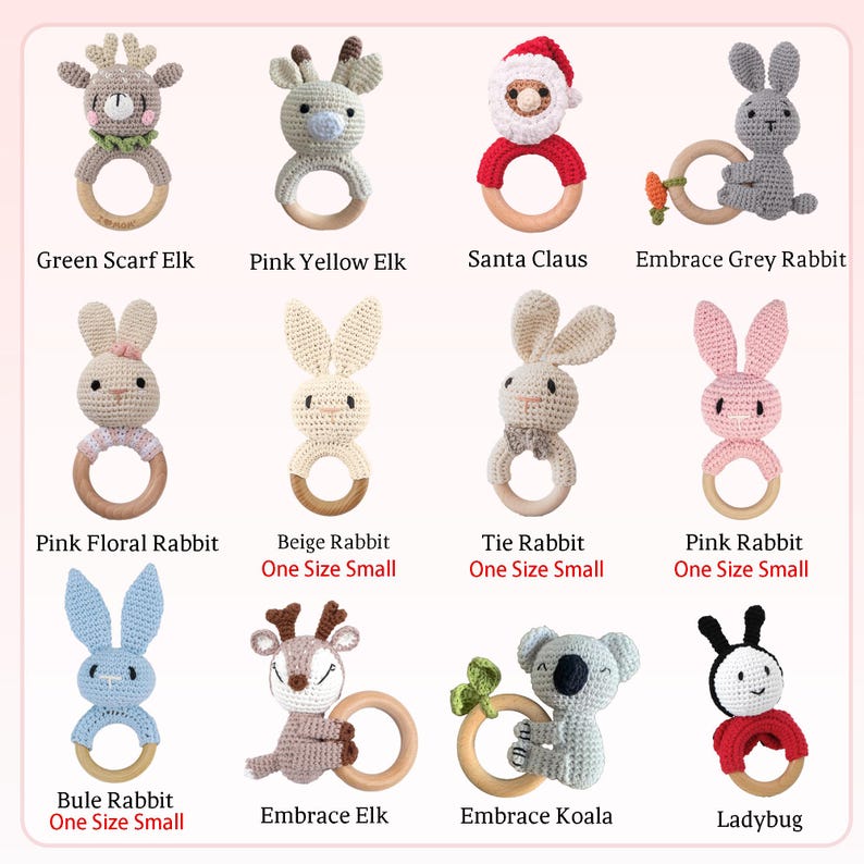 Personalized Crochet Baby Rattle Toy for Girls and Boys, Animal Crochet Baby Rattle, Baby Shower Gift, Baby Rattle Grasping Toy,Newborn Gift image 4