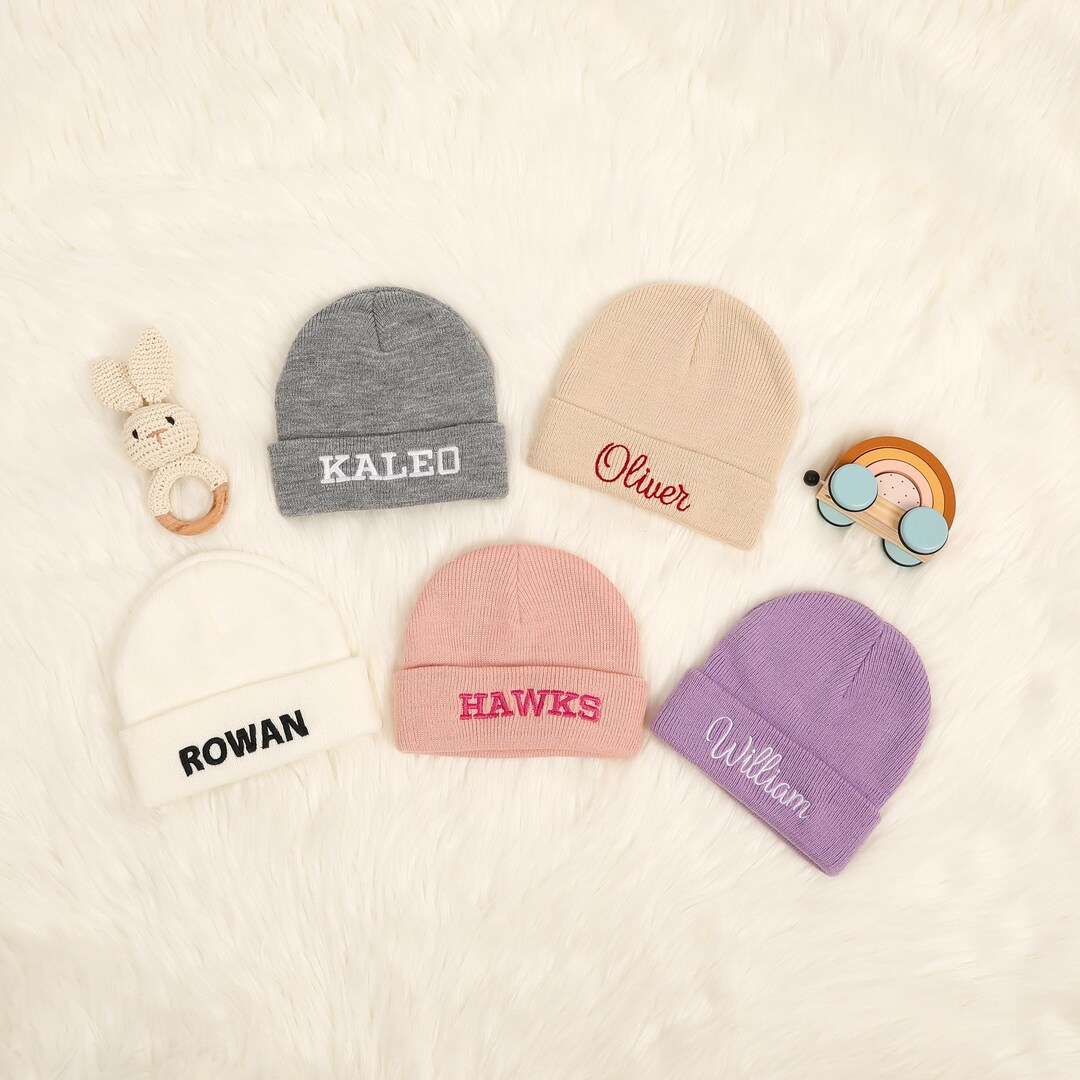 Embroidered Name Baby Hat, Baby Shower Gift, Personalized Newborn Hat ...