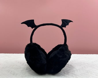 Black Earmuffs-Bat Earmuffs-Halloween Earmuffs-Girls' Earmuffs-Christmas Gifts- Party Earmuffs-Funny Earmuffs-Winter Earmuffs-Cute Earmuffs