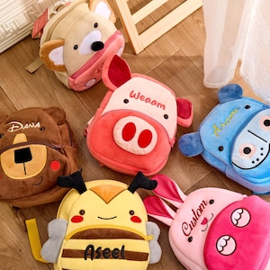 Mini sac à dos personnalisé pour tout-petit, sac à dos pour enfants avec nom brodé, sac d'école maternelle pour fille/garçon, anniversaire, sac à dos avec de jolies formes d'animaux
