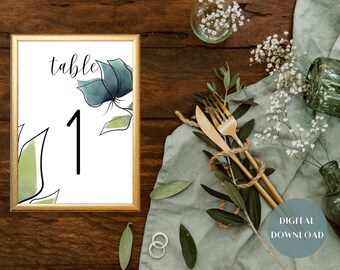 Floral Table Number, Botanical Wedding Decor, Garden Party Table Marker, Event Decoration, Reception Decor, Digital Download