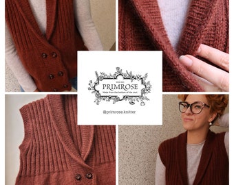 Knitting Pattern Dana Vest - PL, pattern instructions recipe pdf woolen vest Primrose.knitter