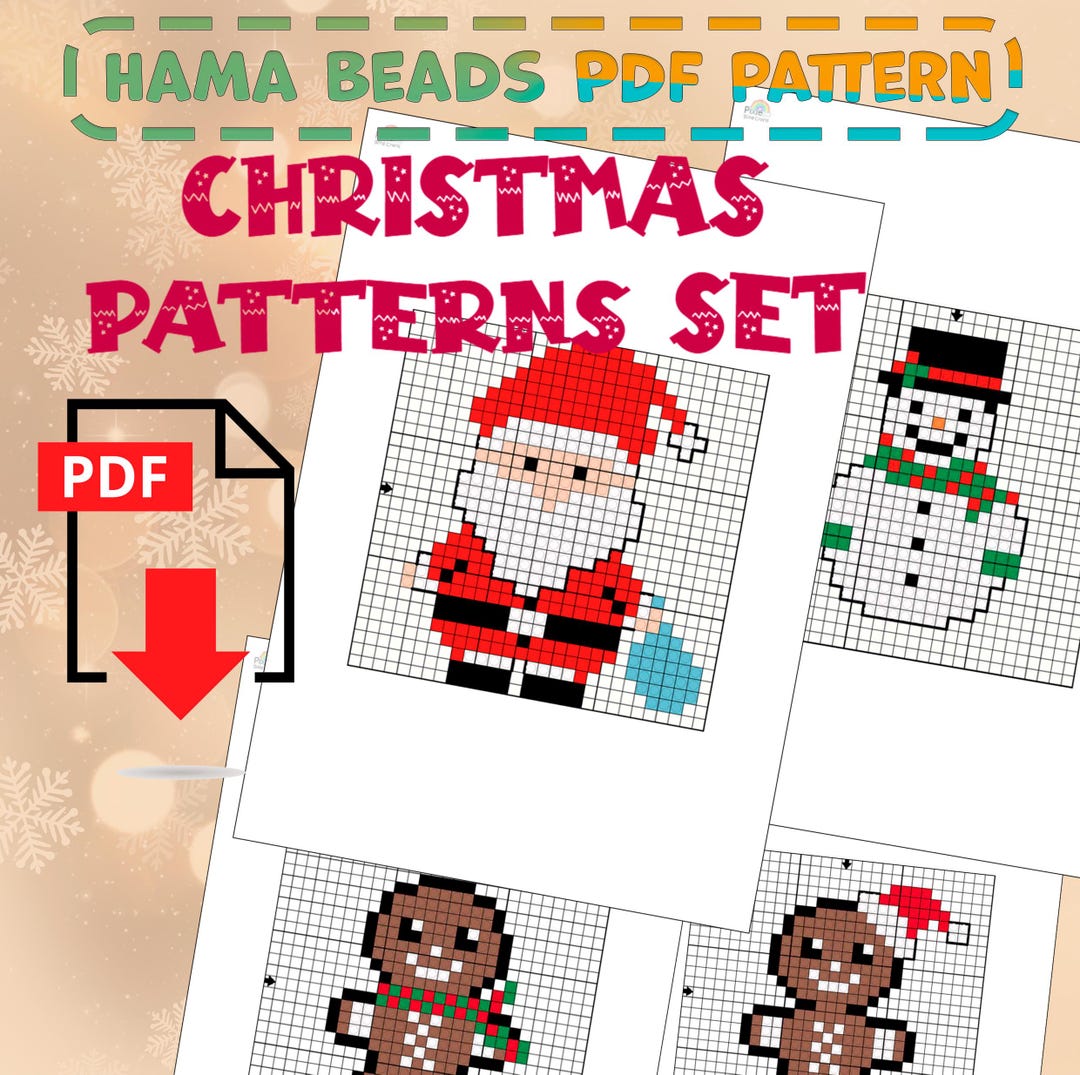クリスマス hama Christmas Hama Beads Patterns Set – Santa, Gingerbread Man