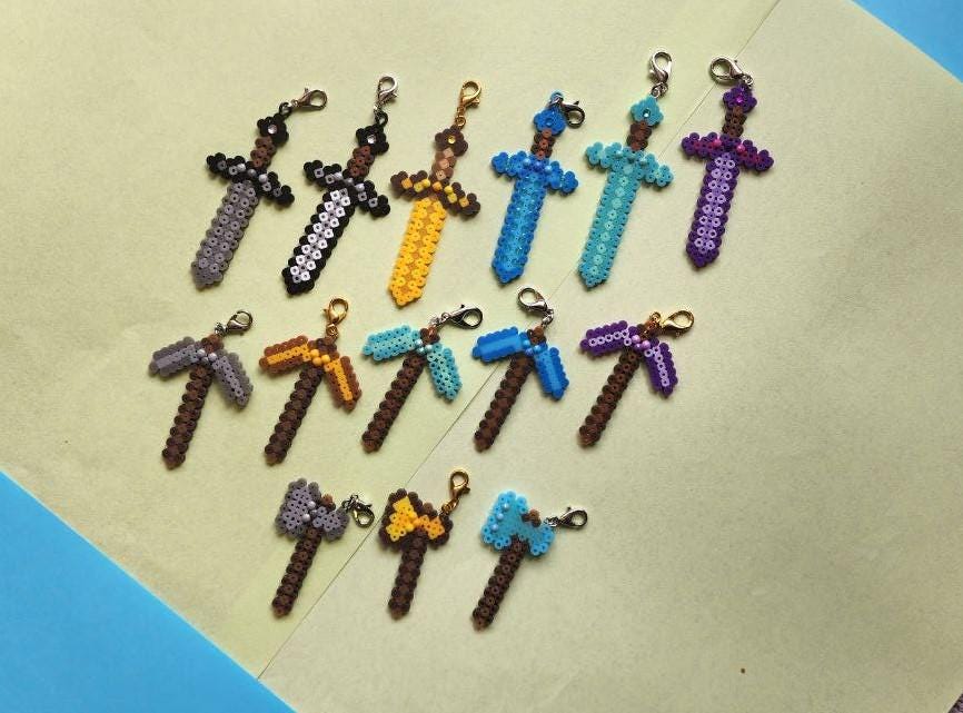 Minecraft Perler Bead Keychain – Handmade Pixel Art Gamer Charms - Etsy