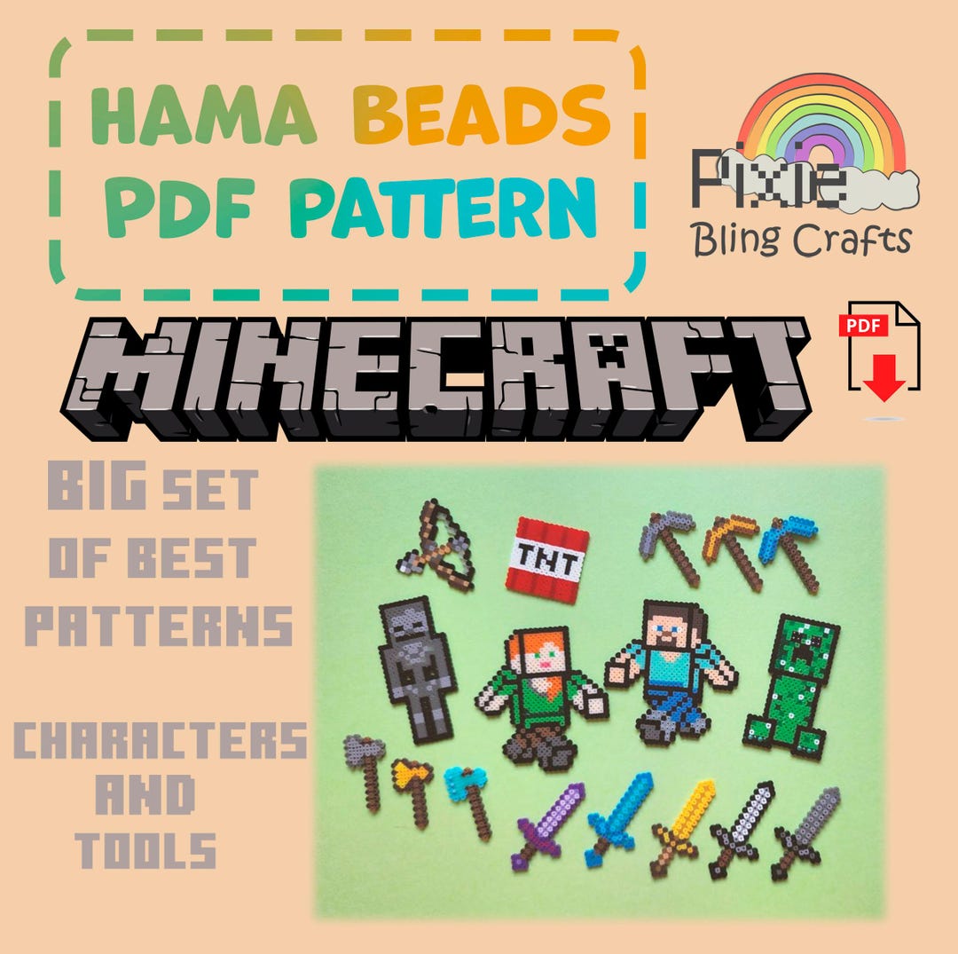 BIG Minecraft Set - Perler Bead Pattern - Instant Digital PDF Download ...