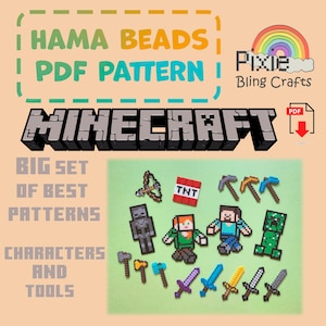 BIG Minecraft Set - Perler Bead Pattern - Sofortiger digitaler PDF Download