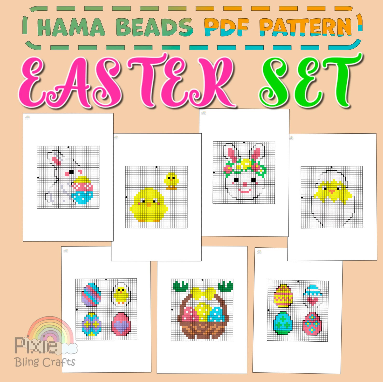 Easter Spring Perler Bead Pattern Set – Hama Beads, Kids Crafts (PDF ...