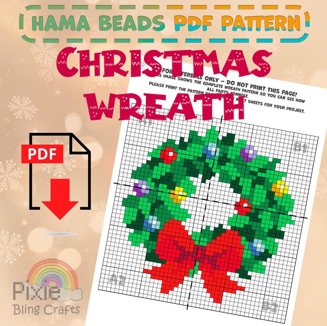 Christmas Wreath New Year 2026 Hama Fuse Beads Patterns Set