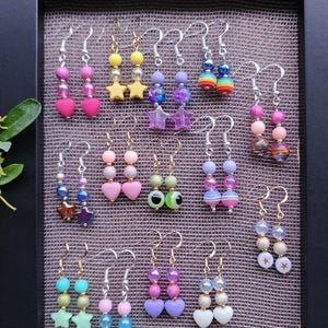 Cute beads earrings with silver hook