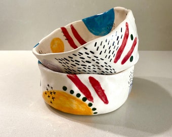 Two Ceramic Bowl Size S / Ceramic Bowl Set Two Pieces, Handmade Ceramic Bowl, Handcrafted Bowl, Handmade Serving Bowls, Pottery Snacks Bowls