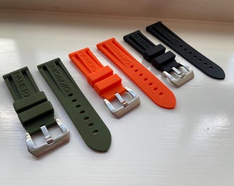 For OFFICINE RUBBER Watch strap Band 22mm 24mm & 26mm  Fits for Panerai PAM watches