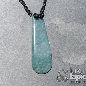 Guatemalan Princessa Jadeite &gt;&gt; Braided Adjustable Necklace &gt;&gt; Mayan Chisel