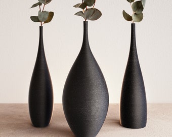 Vazen Set van 3 voor gedroogde planten | Milieuvriendelijke 3D-geprinte kamerdecoraties voor een minimalistisch huis | Hygge, Scandinavische, Japandi Decorvaas