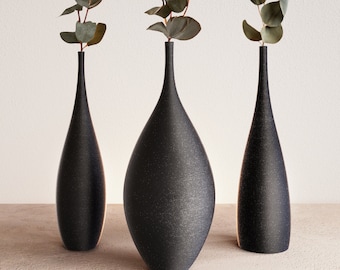 Three Piece Vase Set: Minimalist Home Decor for Dried Plants | 3D Printed