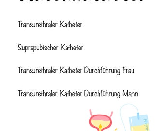 Bladder catheter learning sheet