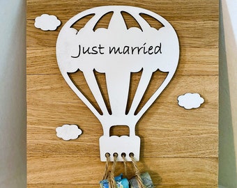 cash gift, wedding, wedding gift, wood, hot air balloon, bride and groom, wedding gift