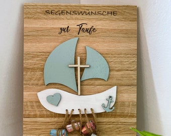 Baptism, money gift, wood, boat, baptism gift, faith, love, hope, baptism gift