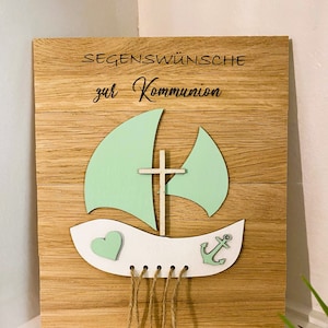 Kommunion, Konfirmation, Firmung, Taufe, Geschenk, Geldgeschenk, Holz, Boot, Geschenk zur Taufe, Glaube, Liebe, Hoffnung, Kommuniongeschenk