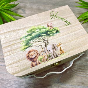 Holzkoffer, Erinnerungskiste, Koffer aus Holz personalisiert, mit Griff, Kinderkoffer, Spielzeugkoffer, Erinnerungskoffer, Tonie