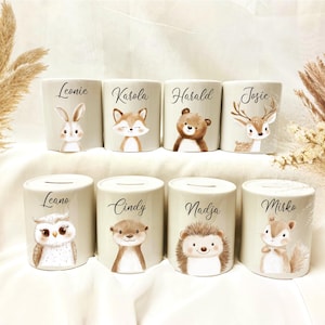 Spardose, personalisierte Spardose, Spardose Kinder, Kindergeschenke, Geschenk Geburt, Spardose Baby, Personalisierte Spardose, Waldtiere