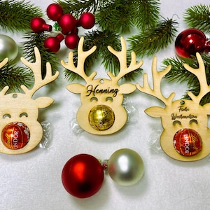 Rentier, Mitbringsel zu Weihnachten, Weihnachtskugel, Geschenkanhänger, personalisiert, Geschenk