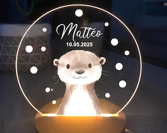 Personalized LED Night Light Woodland Animals – Night Light for Children's Room with Name, Perfect Gift for Birth, Christening & Christmas