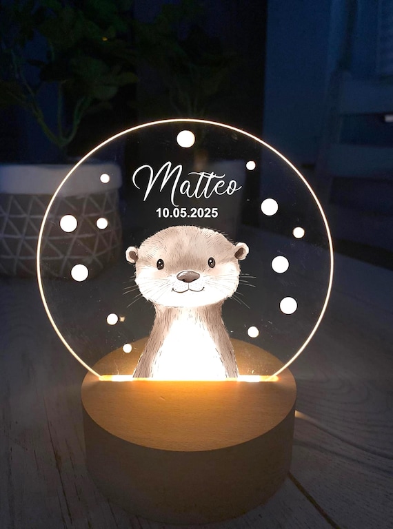 Personalisierte LED-Nachtlampe Waldtiere – Nachtlicht fürs Kinderzimmer mit Namen, Perfektes Geschenk zur Geburt, Taufe & Weihnachten