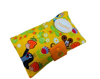 Diaper bag, diaper bag, with name, yellow, boy, girl, gift, baptism, birth, 100% cotton, mole