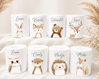Spardose, personalisierte Spardose, Spardose Kinder, Kindergeschenke, Geschenk Geburt, Spardose Baby, Personalisierte Spardose, Waldtiere