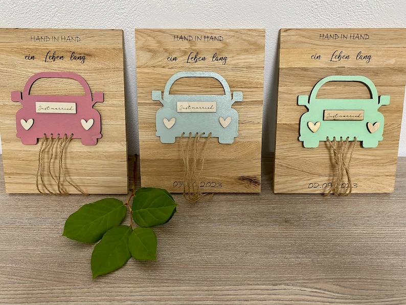 Wedding gift, money gift, wood, car, bride and groom, wedding gift image 5