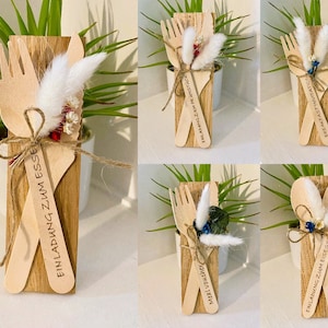 Voucher eten ontbijt ijs uitnodigingskaart bestek cadeau souvenir hout cadeau idee verjaardag geld cadeau graveren