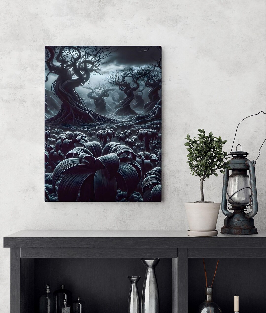Twisted Spooky Forest Canvas | Dark Fantasy Wall Art | Gothic Darkness ...