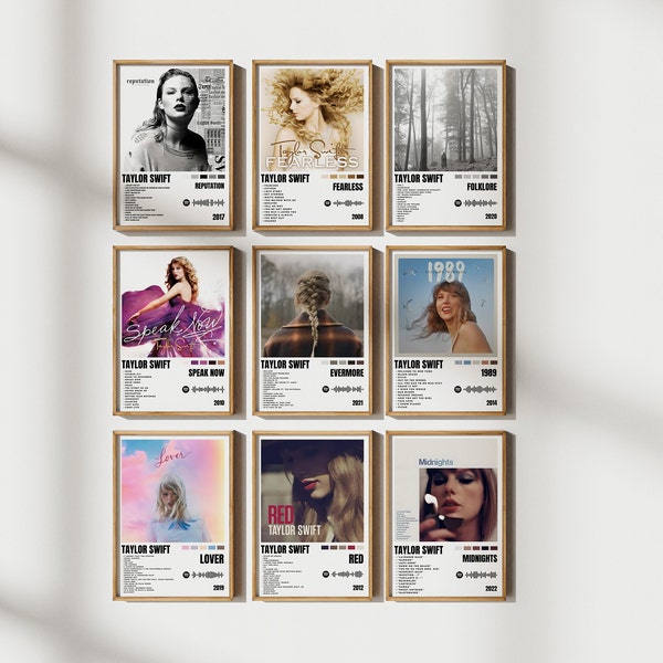 Set of 9 Taylor Swift Poster, Album Cover Print, DIGITAL DOWNLOAD, Taylor Swift All Album Covers, Taylor Swift Eras Tour, Taylor's Fans Gift