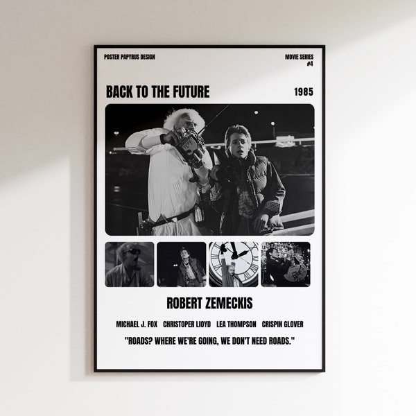 Back to the Future Movie Poster, Black and White Aesthetic Wall Art, DIGITAL DOWNLOAD, Designer Poster, Movie Art Print, Gift for Him / Her