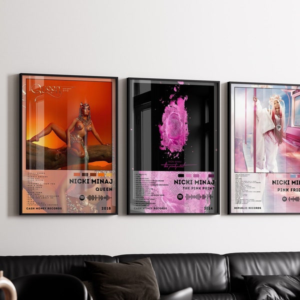 Nicki Minaj Album Print Set of 3, Rap Album Cover, DIGITAL DOWNLOAD, Hip Hop Poster, Album Cover Print, Music Album Wall Art, Rapper Gifts