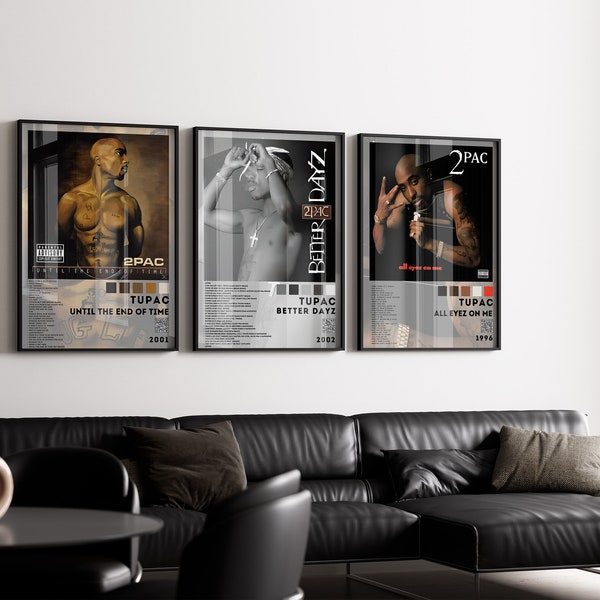 Tupac Album Poster Set of 3, Hip Hop Poster, DIGITAL DOWNLOAD, Rapper Poster Print, HypeBeast Wall Art, 2Pac Poster Print, Album Cover Print