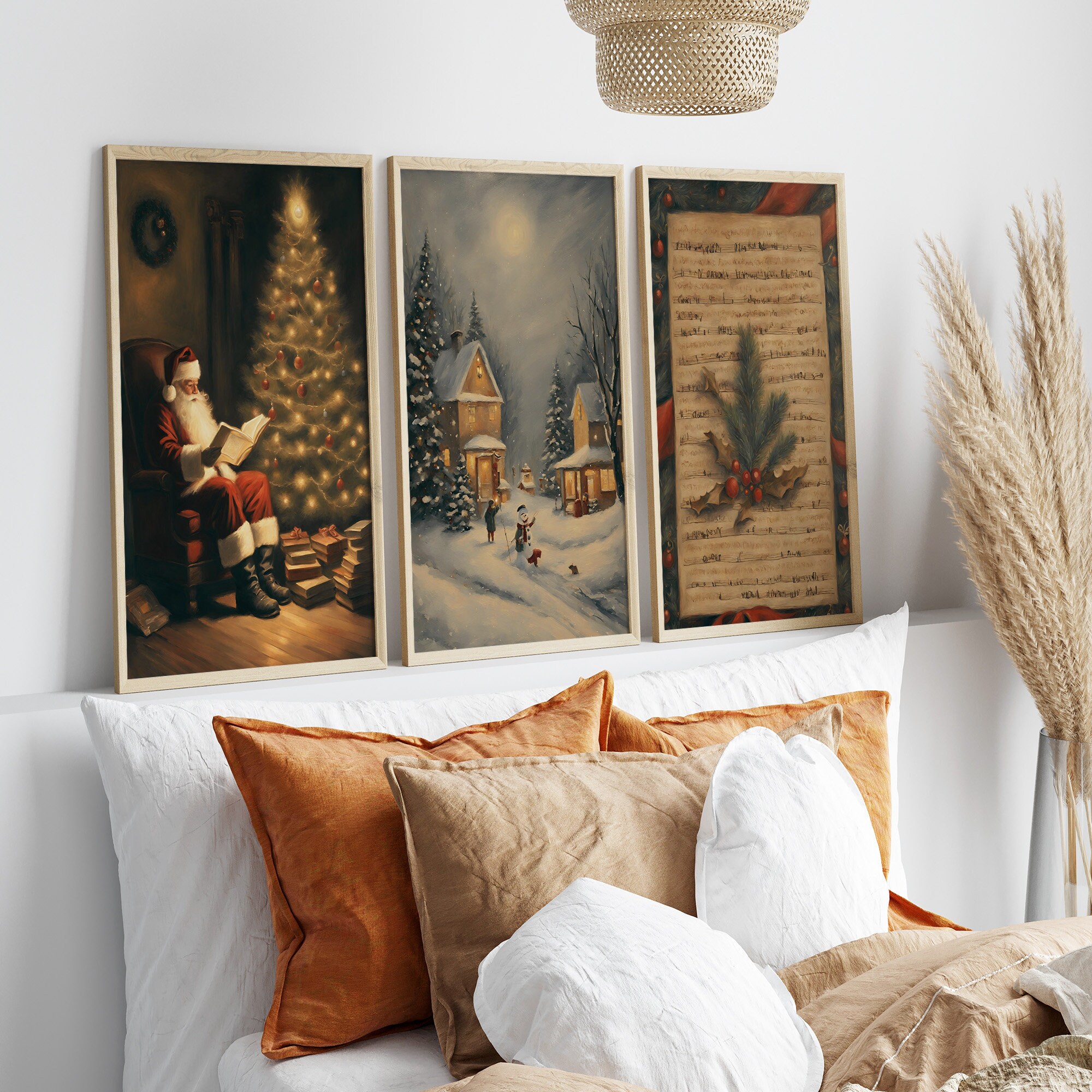 Set of 8 Xmas Wall Art Print, Christmas Printable Wall Decor, Holiday