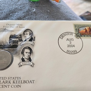 2004-2006 Lewis and Clark Westward Journey Nickel and Stamp 1st Day of Issue Set. Denver and Philadelphia mints are included. BU coins.