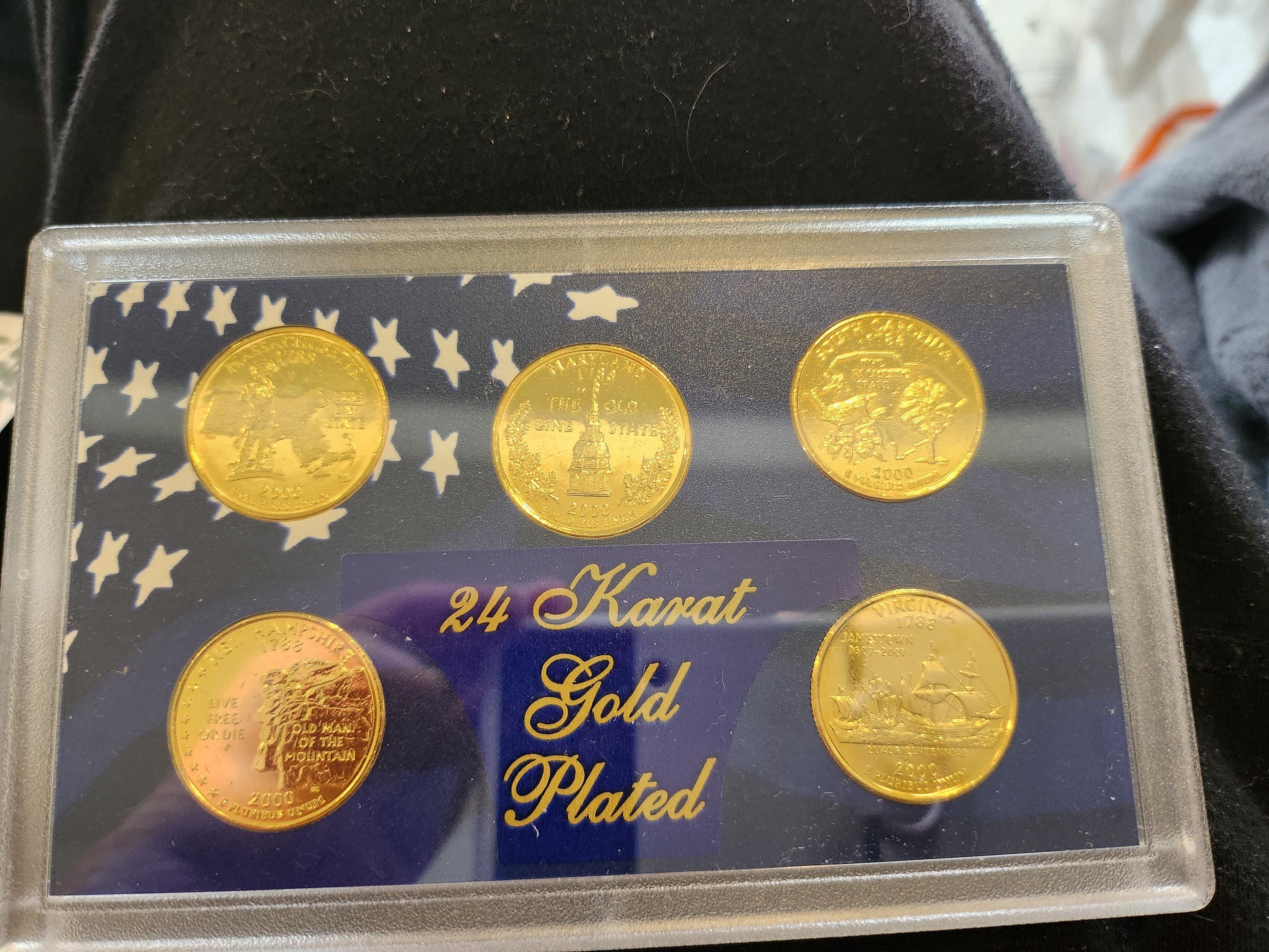 The Millennium 2000 24 Karat Gold Commemorative Coin Collection. 5  Uncirculated Quarters From the First Year of the State Quarter Program. -  Etsy